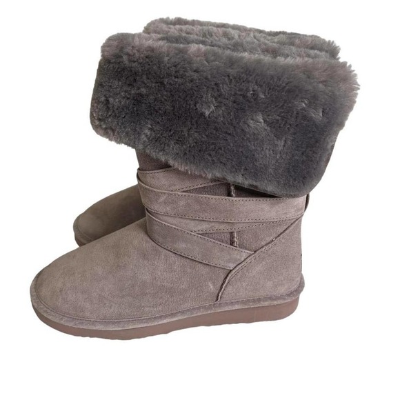 LAMO Women's Cozy Winter Boots Suede Sheepskin Fur Leather Taupe Gray Size 8 - Picture 3 of 6